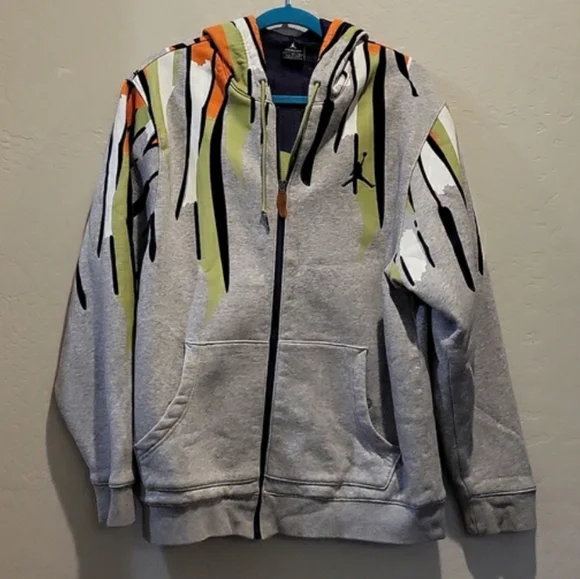 Y2K Nike Air Jordon Oversized Hooded Sweatshirt Thick Solid Vintage Size Large